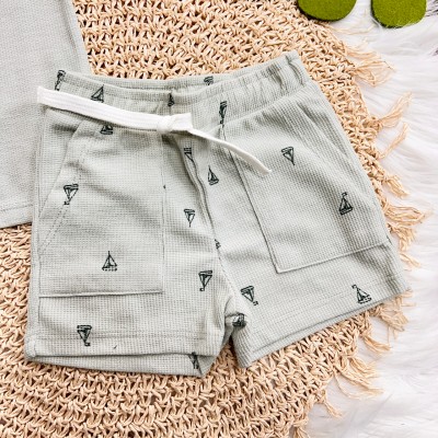 Conj. Camiseta Nautic Little Sail e Bermuda Barcos - Verde